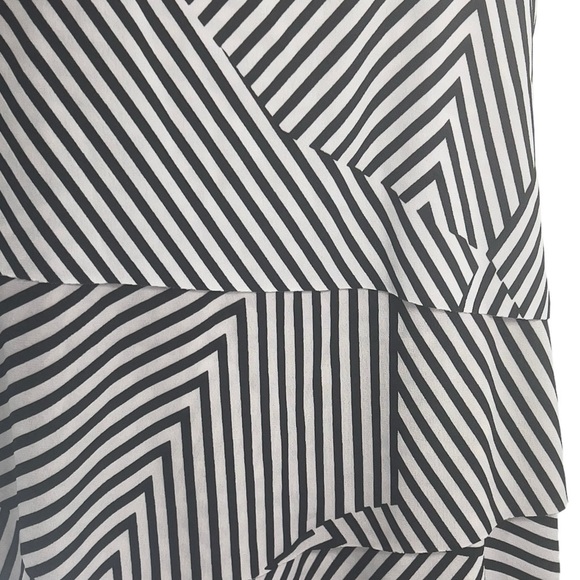 Tahari Black & White Matte Jersey with Ruffle Layering. - Picture 4 of 10